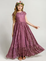 Girls Flower Girl Dress Lace Cotton Maxi Dresses