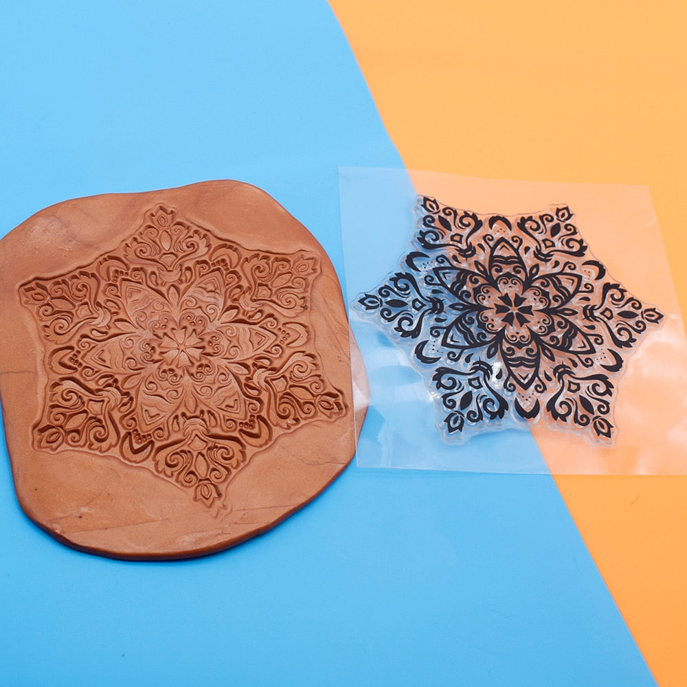 9cm Mandala Pottery Polymer Clay Texture Sheets Embossing Stamp