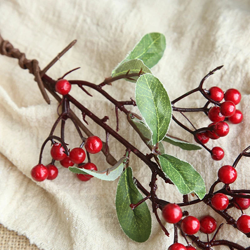 70CM Holly Branch Artificial Red Berries Christmas Ornaments DIY Xmas Decor