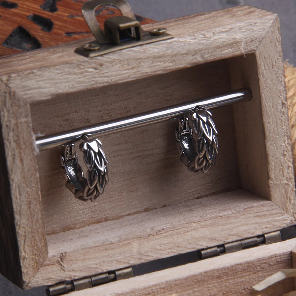 Dragon Scale Hypoallergenic Earrings for Men with Wooden Box
