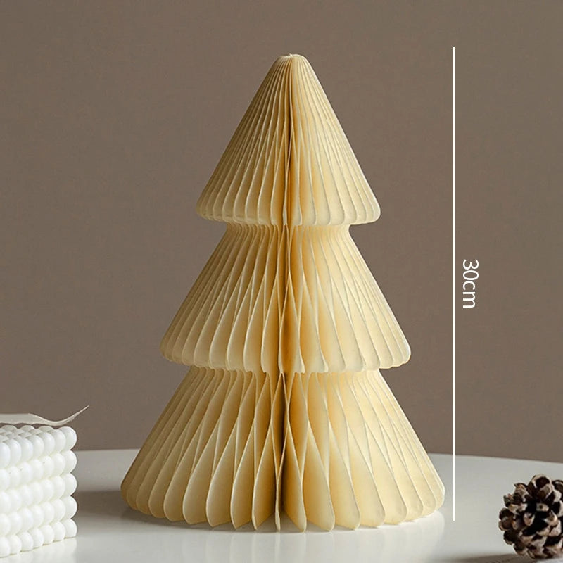 Christmas Paper Honeycomb Decorations Ball Folding Christmas Tree Table 3D Ornaments