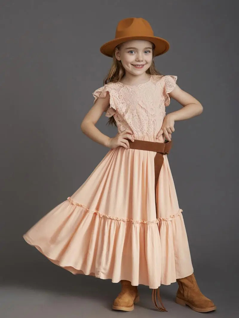 Flower Girls Lace Maxi Photo Shoot Dress