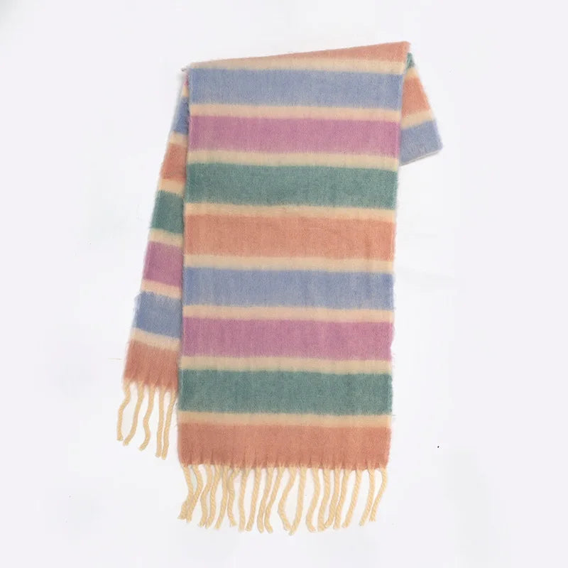 Rainbow Striped Mohair Scarf