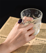 Lady of the Depths S925 Sterling Silver Ring Natural Amethyst Occidental Topaz Zircon