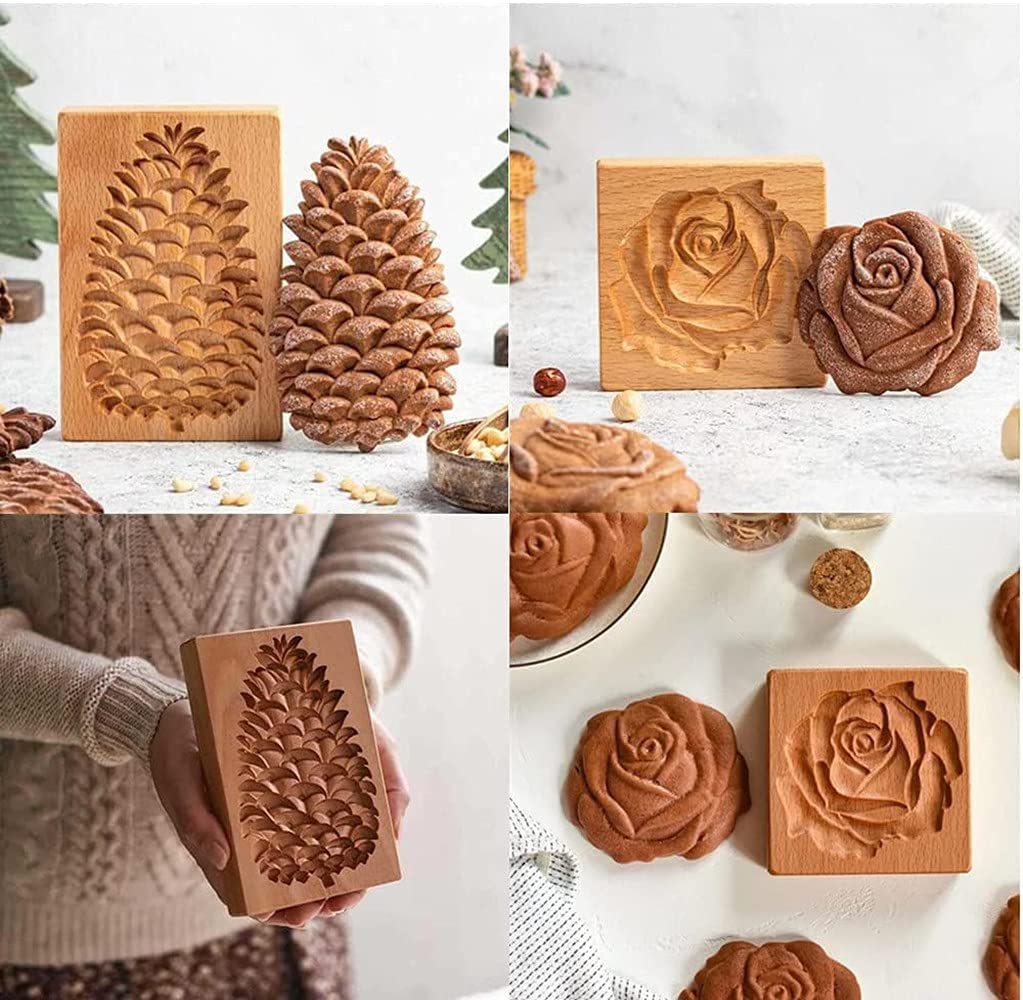 Wooden Shortbread Mould Cookie or Clay Embossing Moulds
