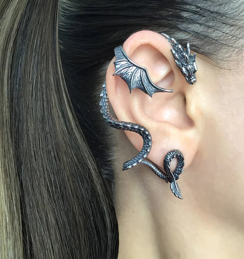Dragon Left Stud Earring Ear Cuff