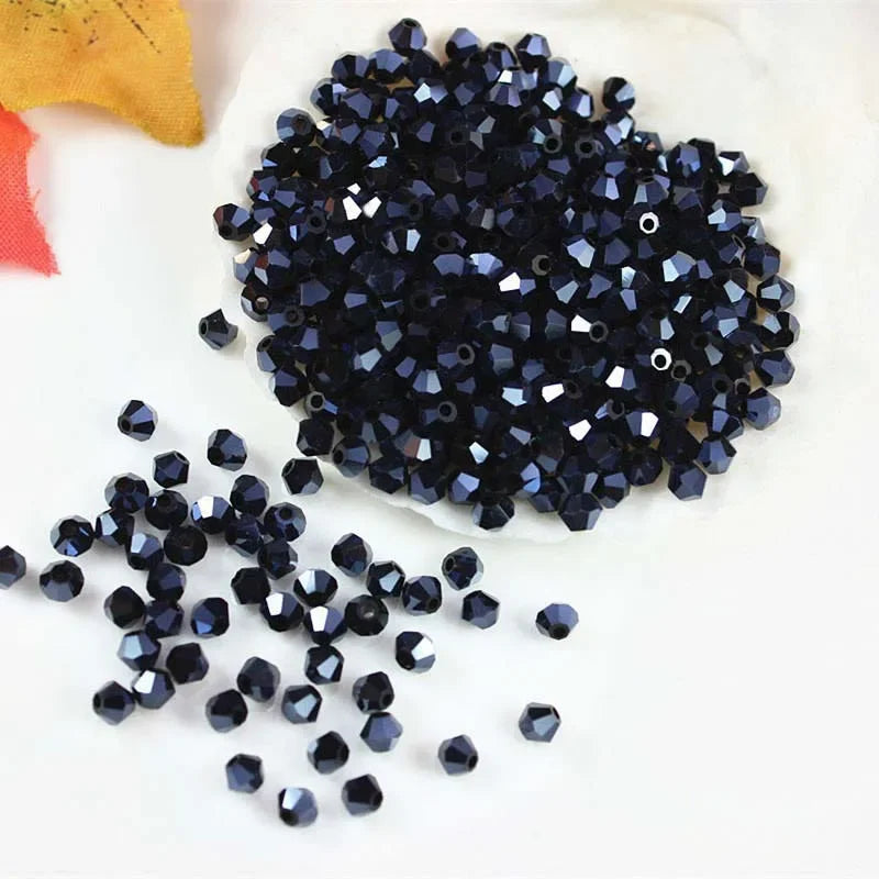 3/4/6mm Rainbow Austria Bicone Crystal Beads AB Colour Faceted Glass Beads for DIY Jewellery Making