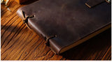 Stitched Genuine Leather Notebook 6 Colours Handmade Journal with Lock Blank Kraft Paper 200 Pages Sketchbook