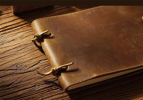 Stitched Genuine Leather Notebook 6 Colours Handmade Journal with Lock Blank Kraft Paper 200 Pages Sketchbook