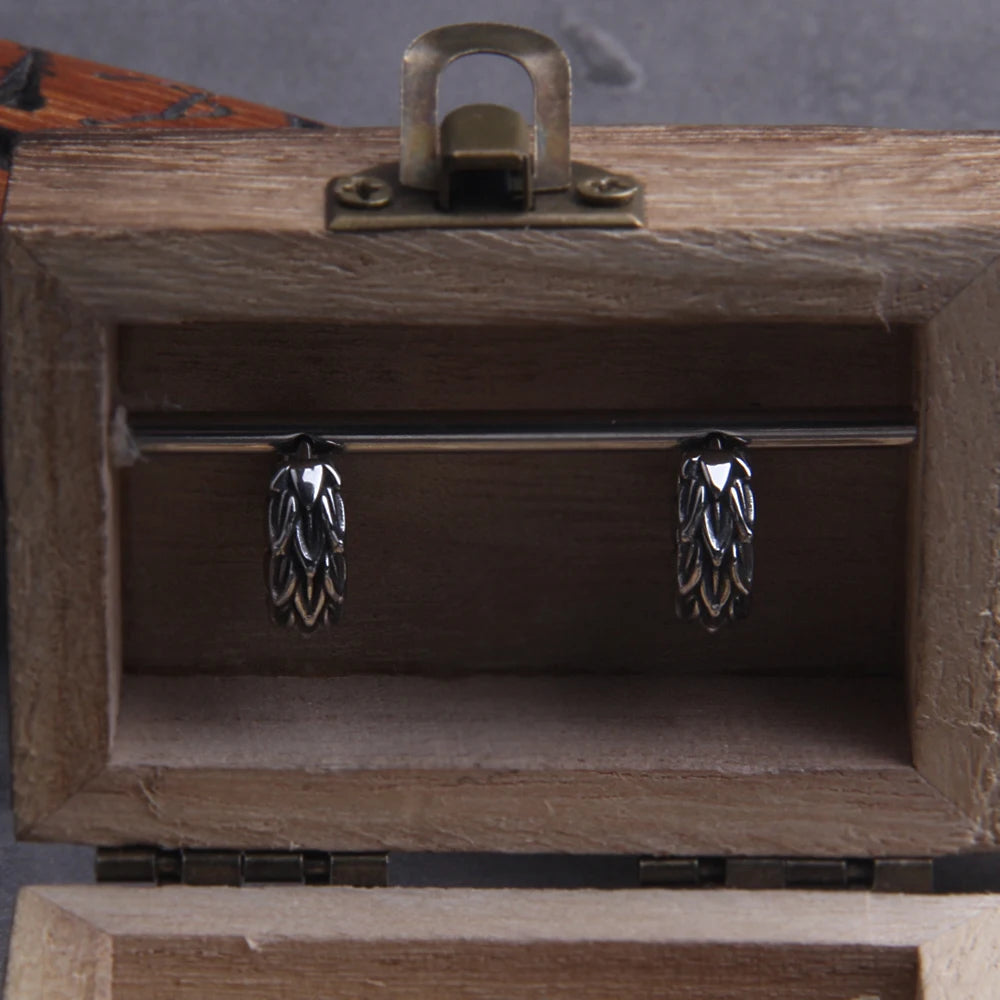 Dragon Scale Hypoallergenic Earrings for Men with Wooden Box