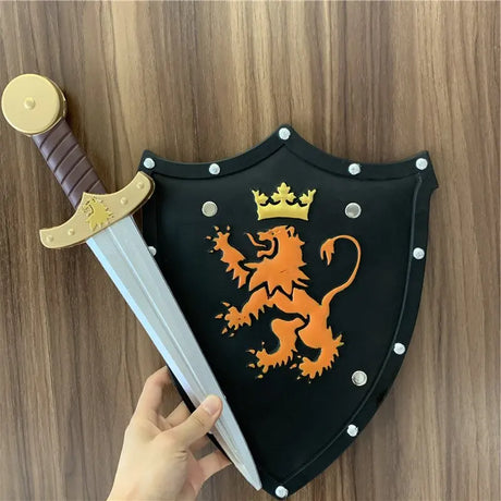 Kids Toy Golden Lion Shield Sword Sets PU Cosplay Role Play Props