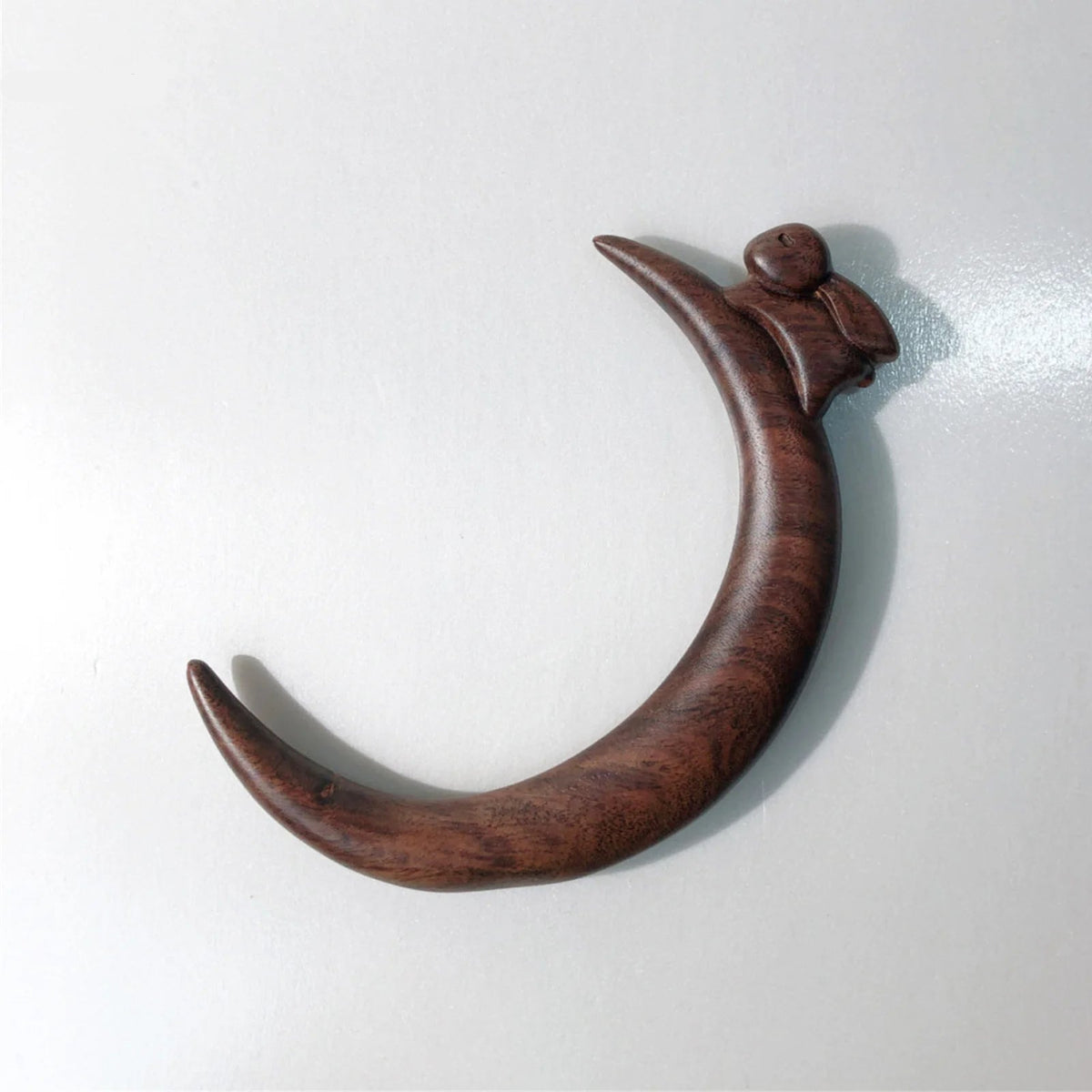 Wooden Hair Sticks Moon Shaped Cute Rabbit Designs Handmade Hair Accessory