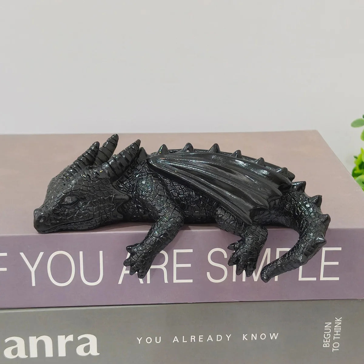 Resin Sleeping Baby Dragon Bookshelf Ornament