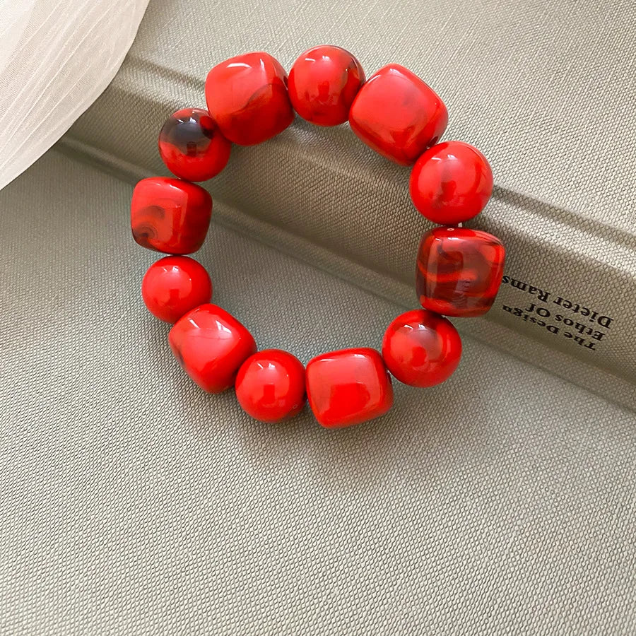 Acrylic Irregular Square Round Beaded Bracelet Vintage Reproduction