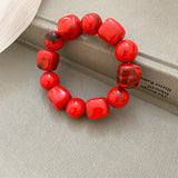Acrylic Irregular Square Round Beaded Bracelet Vintage Reproduction