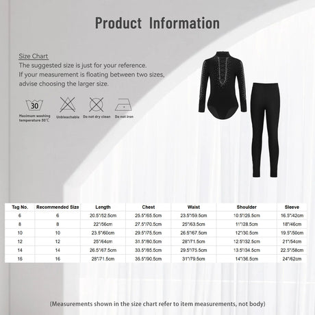 Boys Dance Leotard Ice Skating Gymnastic Long Sleeve Rhinestones Bodysuit with Leggings