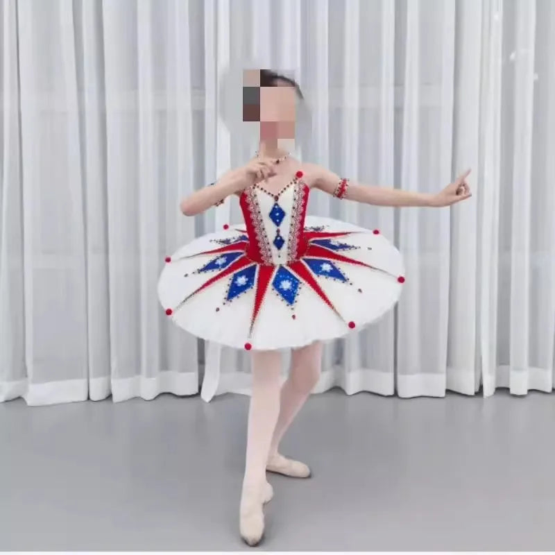 Children Adults Million Joker Pancake Ballet Tutu Kids Dance Competition Performance Costume With Hoop