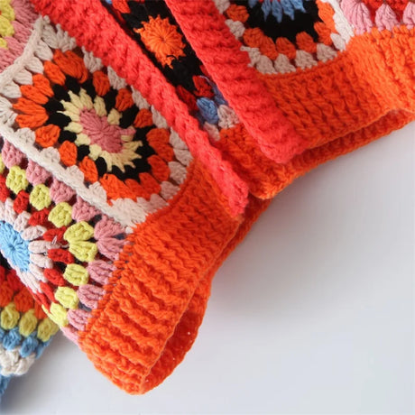 Gam Gam Granny Squares Knit Buttonless Cardigans