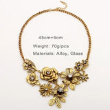 Metal Flower Bouquet Chunky Necklace