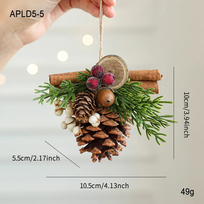 Christmas Bell Antlers Bow Pinecone Bell Christmas Hanging Decoration
