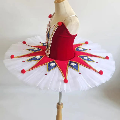 Children Adults Million Joker Pancake Ballet Tutu Kids Dance Competition Performance Costume With Hoop