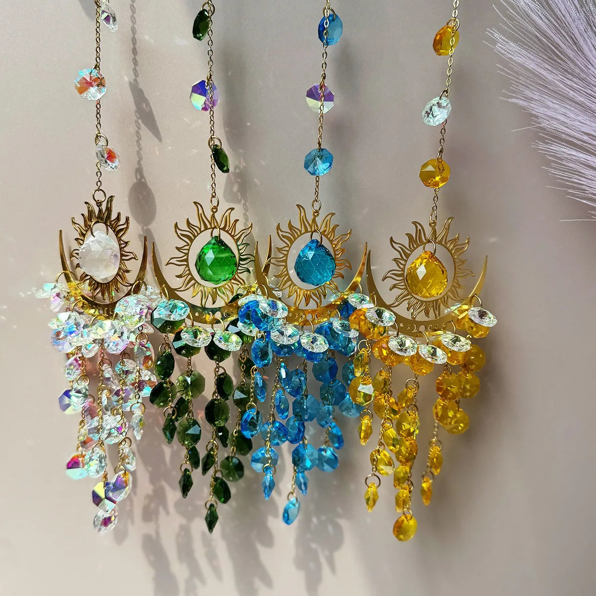 Flaming Sun Crystal Sun Catcher Hanging Decor