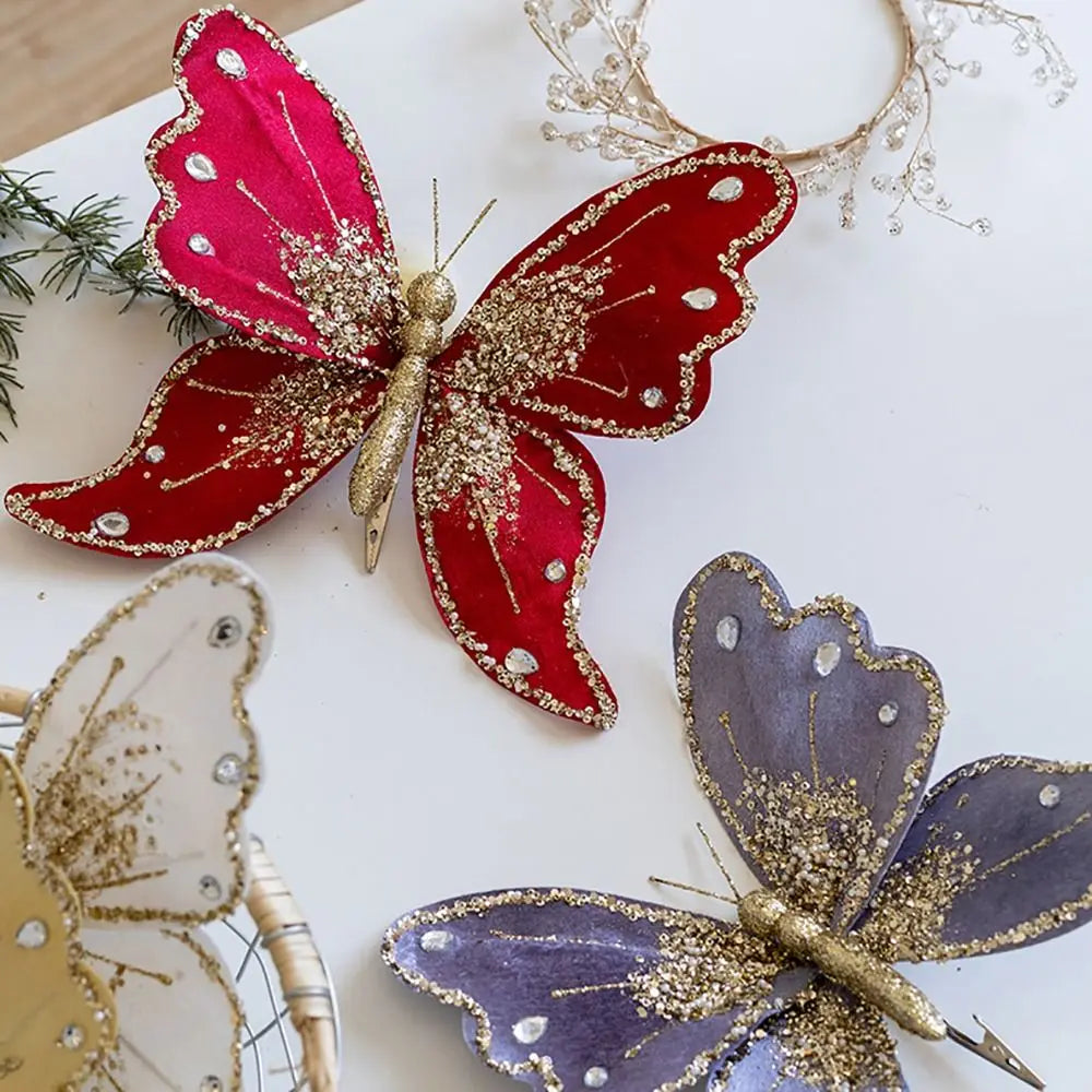 Large Glitter Butterflies Christmas Tree Decorations 25*21cm