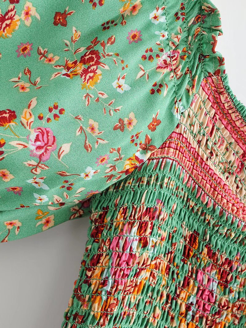 Anahita Bohemian Floral Shirred Dress