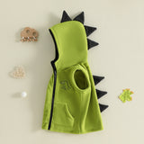 Dinosaur Fleece Vest Toddler Boy Hooded Cute Embroidery Full-Zip Sleeveless Jacket Coats Outerwear