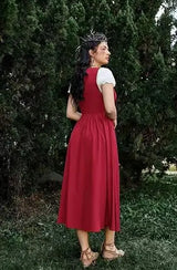 Medieval Cosplay Costume Women Two Layer Lace Up Bodice Dress