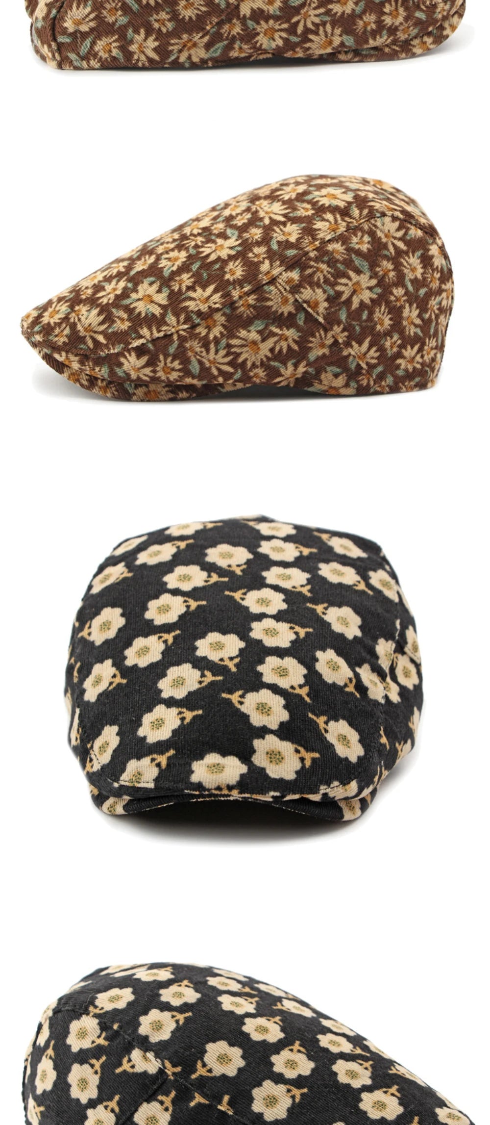 Winter Florals Cabbie Beret Caps
