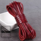 1/2/3/4/5/6/8mm 2 meter Red Coffee Genuine Leather Cord Flat/Round Rope DIY Jewellery Making