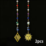 A pair of Handmade Natural Stone Chip Beaded Hair Chain Sun and Moon