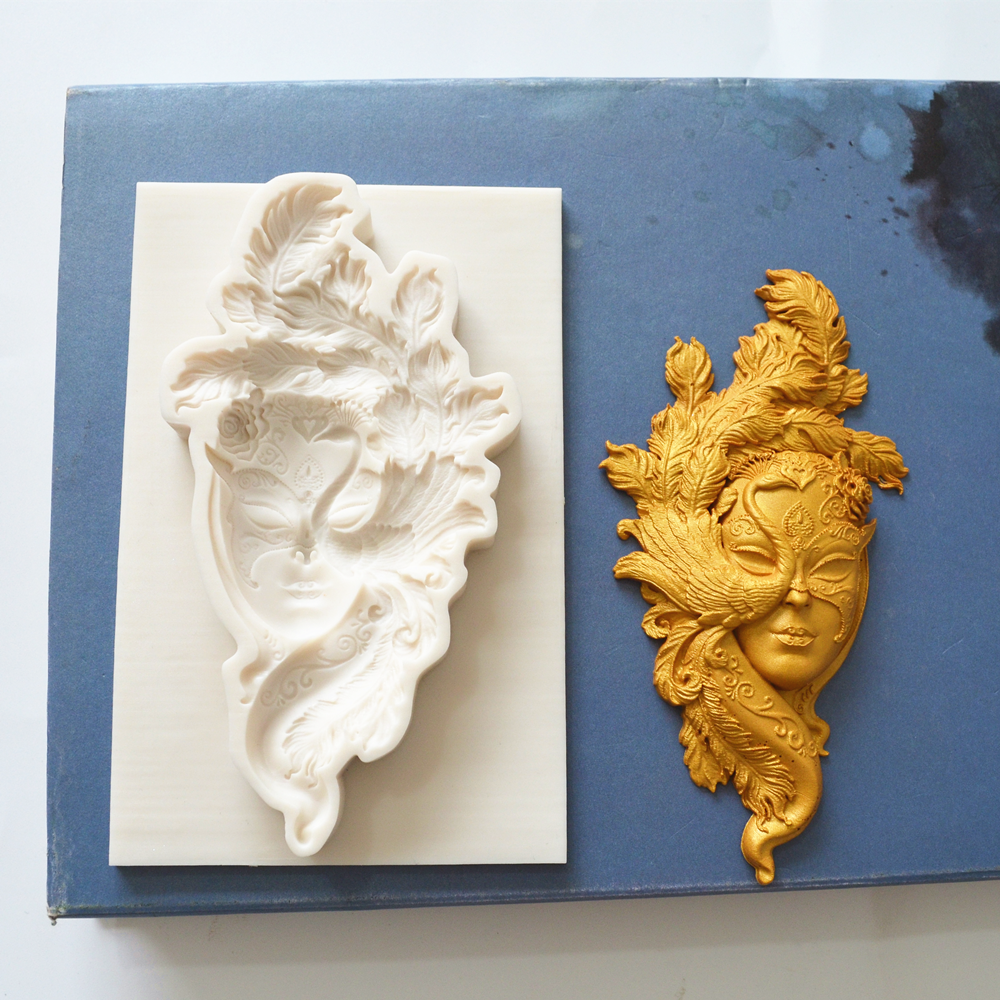 Silicone Mould Feather Mask Decoration DIY Tools For Baking Clay Resin Plaster Moulds