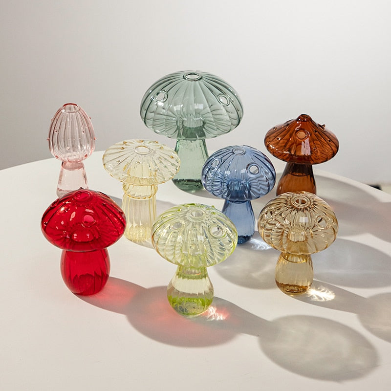 Mushroom Glass Vase Plant Hydroponic Terrarium Vase
