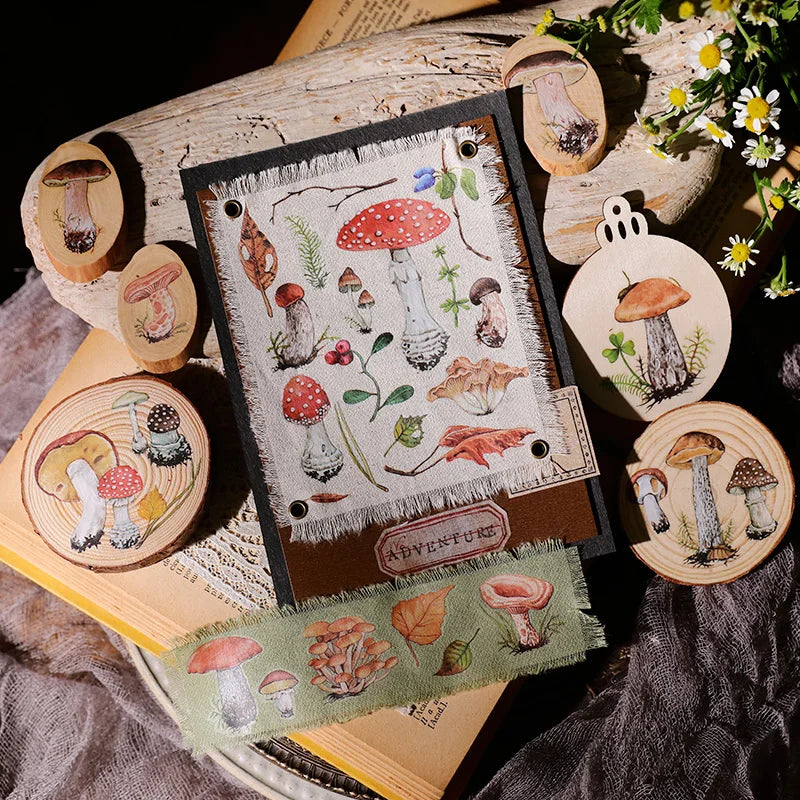 2 Sheet Vintage Mushroom RUB ON Transfer Stickers Junk Journal DIY Album Scrapbooking Craft Stickers