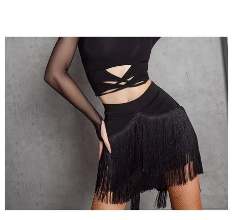 Fringe Latin Dance Skirt Top Samba Tango Salsa Latin Practice/Competition Tassel Stage Costume