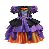 Halloween Bat Cosplay Purple Orange Witch Dress for Girls Children's Costumes