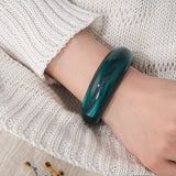 Smooth Round Acrylic Cuff Bangles Vintage Style Jelly Coloyr Smudging Wide Resin Bracelets