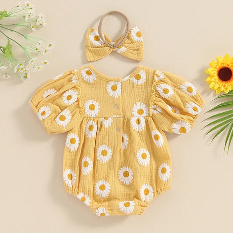 Valentines Day Easter St Patricks Christmas Baby Girls Heart Print Romper with Headband