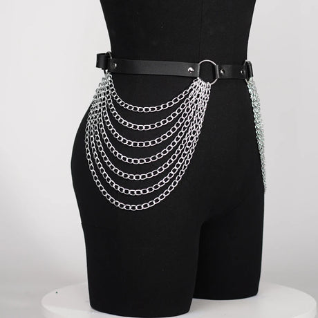 Rib Cage Harness Chest Body Harness Gothic Punk Faux Leather & Chains