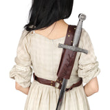 Back Sword Scabbard Katana Holder Medieval Pirate Knight Viking Warrior PU Leather Cosplay Props