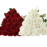 50 Pcs Velvet Roses Artificial Flowers Real Touch Fake Roses Valentine's DIY Wedding Bouquet Home Decor