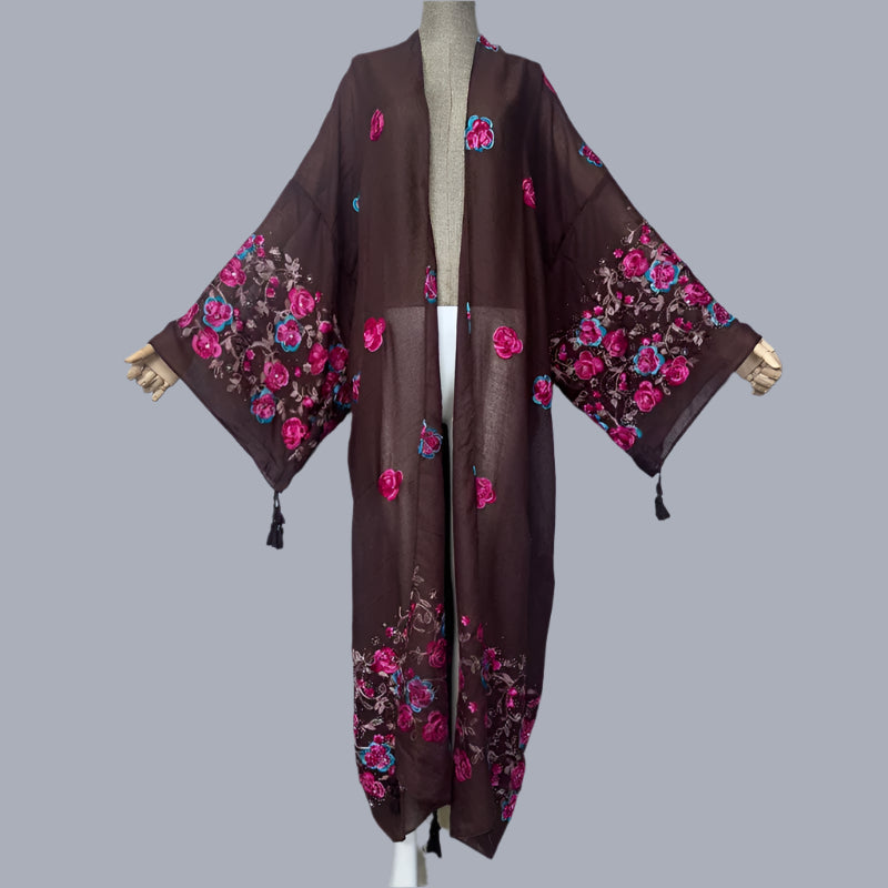 Rose's Embroidered Bohemian Cover Up Kimono