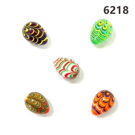 Five Handmade Murano Glass Easter Egg Shape Ornaments