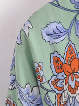 Purple Floral Boho Short Kimono Wrap Top