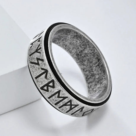 Nordic Viking Runes Spinning Ring Titanium Steel Anxiety Jewellery