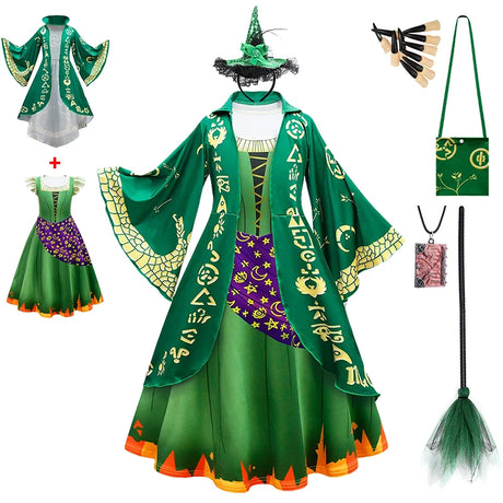 Hocus Pocus 2 Halloween Costume Child Sanderson Sisters Party Dresses Winifred Witch Costumes Children