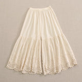 Mori Girl Embroidered Cotton Wide Leg Layering Pants
