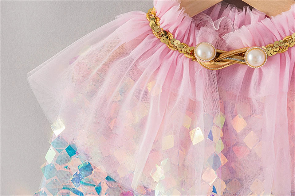 Shiny Rainbow Sequin Cloak Halloween Children's Dress Up Cape